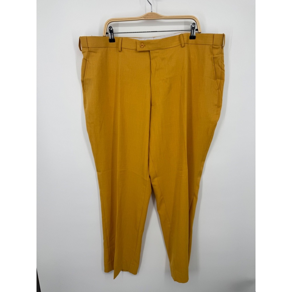 NWT Montique Walking Pant Men's 44 Mustard Yellow 100% Polyester‎ Casual Preppy